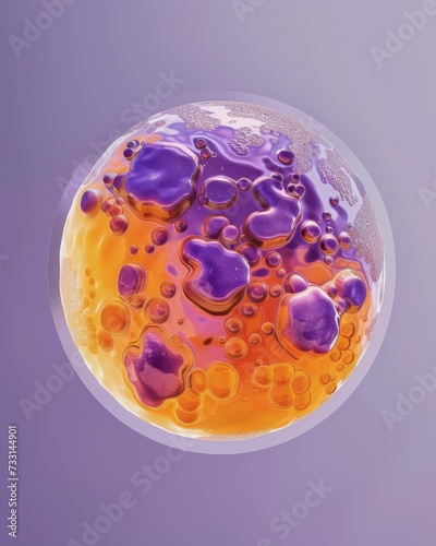 cell in which viscous liquid puple bubbles