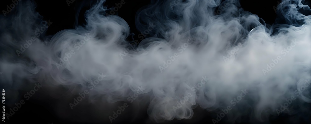 Hyper-Realistic Abstract Smoke: A Misty Fog Unveiling Intricate Textures on Isolated Black Background Hyper-Realistic Abstract Smoke: A Misty Fog Unveiling Intricate Textures on Isolated Black Background