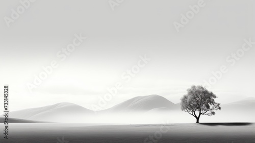 Fototapeta Naklejka Na Ścianę i Meble -  A minimalist monochrome landscape with serene simplicity