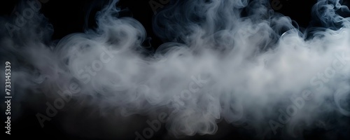 Hyper-Realistic Abstract Smoke: A Misty Fog Unveiling Intricate Textures on Isolated Black Background