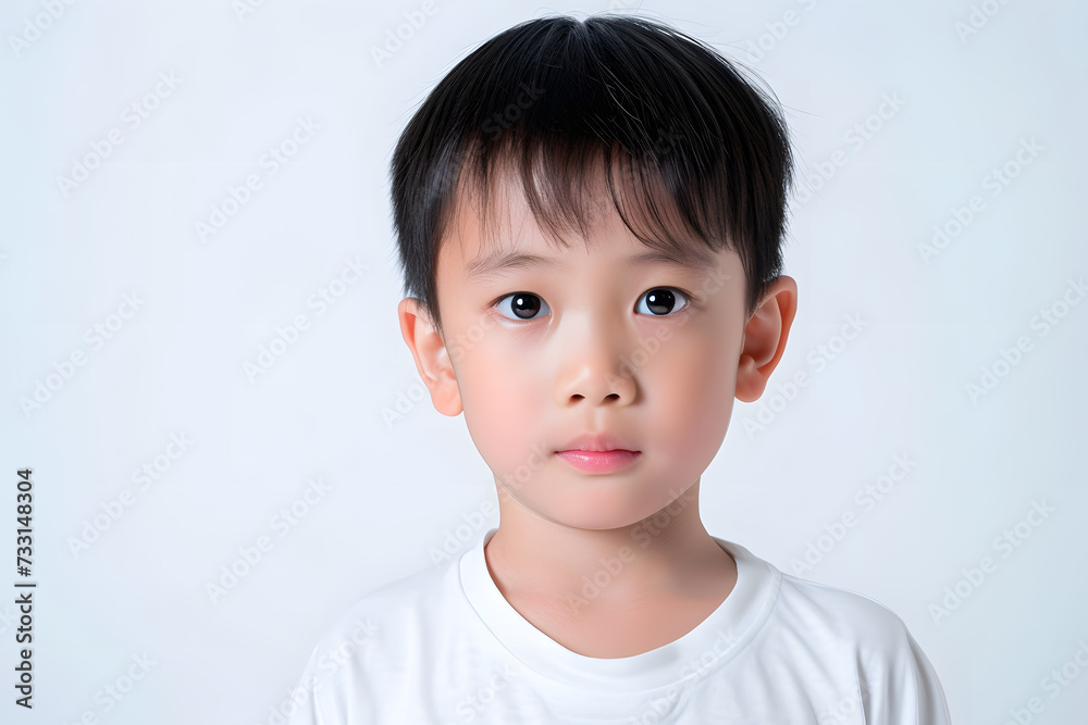 Closeup portrait of asian little boy isolated on white background Closeup portrait of asian little boy isolated on white background