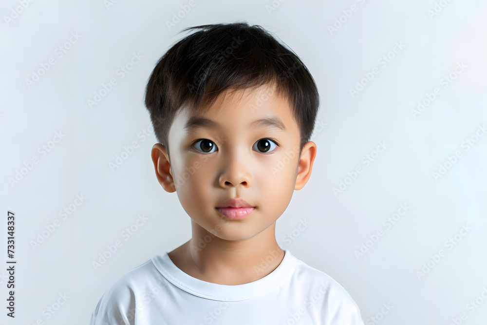 Closeup portrait of asian little boy isolated on white background Closeup portrait of asian little boy isolated on white background