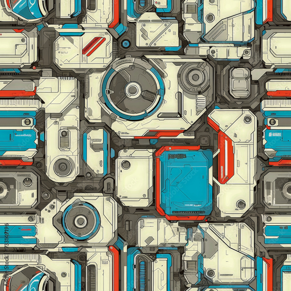 Fototapeta premium futuristic digital platinum pattern as background on a seamless tile, ai generated