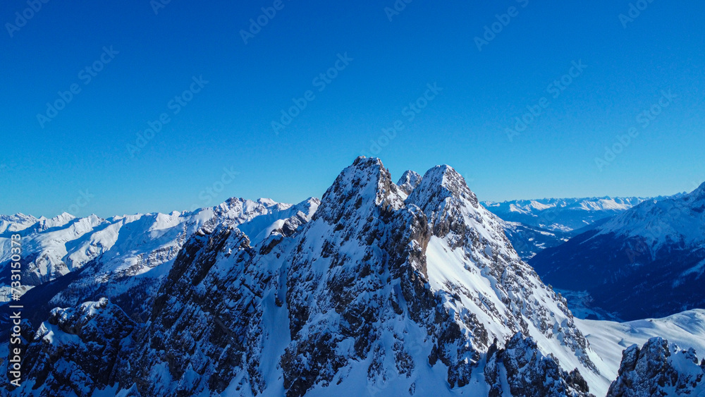 Winter Austrian alps drone photo