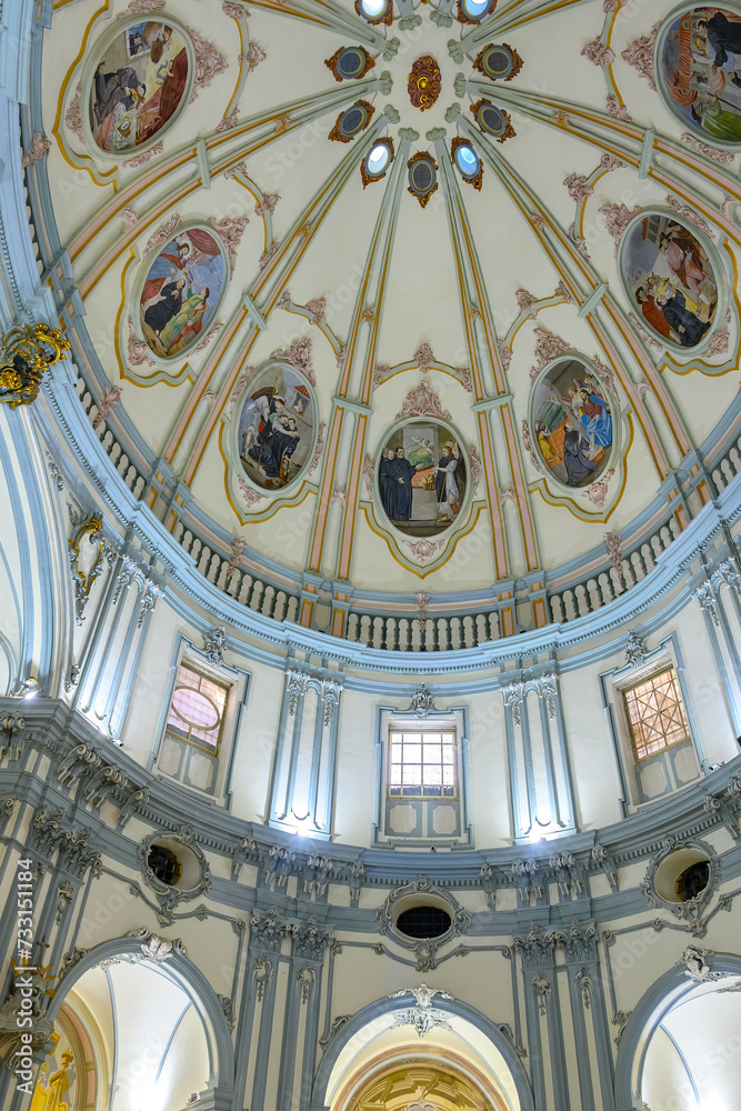 Dome or cupola inside the Saint John of God Church (Century XVIII), Murcia, Spain