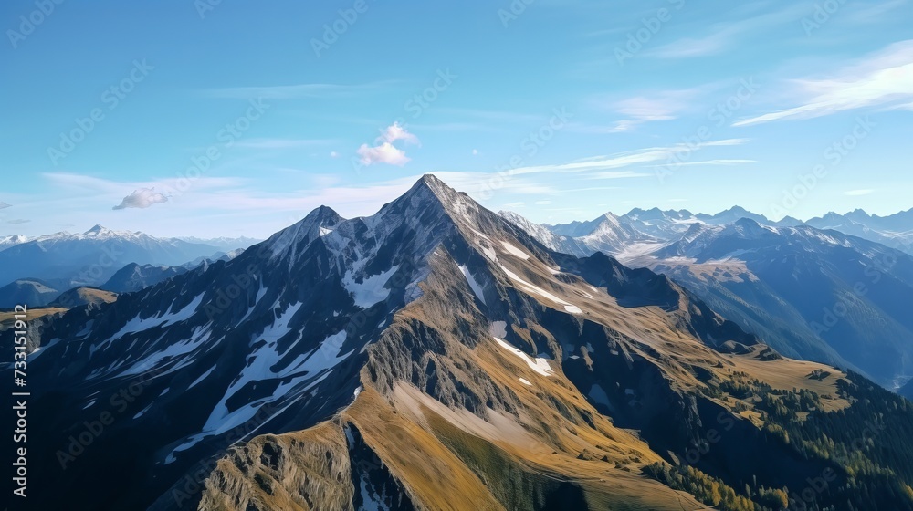 A serene mountain peak with panoramic views