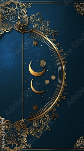gold and blue background Ramadan theme. Envelope design
