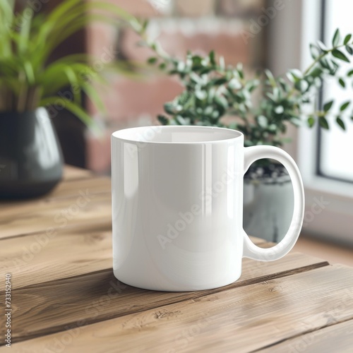 A blank white mug