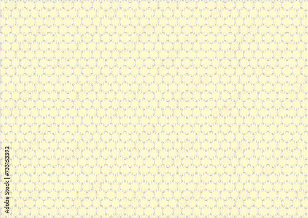 日本の伝統紋様 亀甲のシームレスパターン 黄