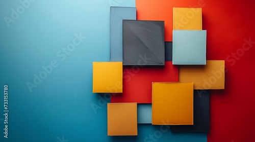 Minimalist backdrop with intersecting shapes, symbolizing the integration
