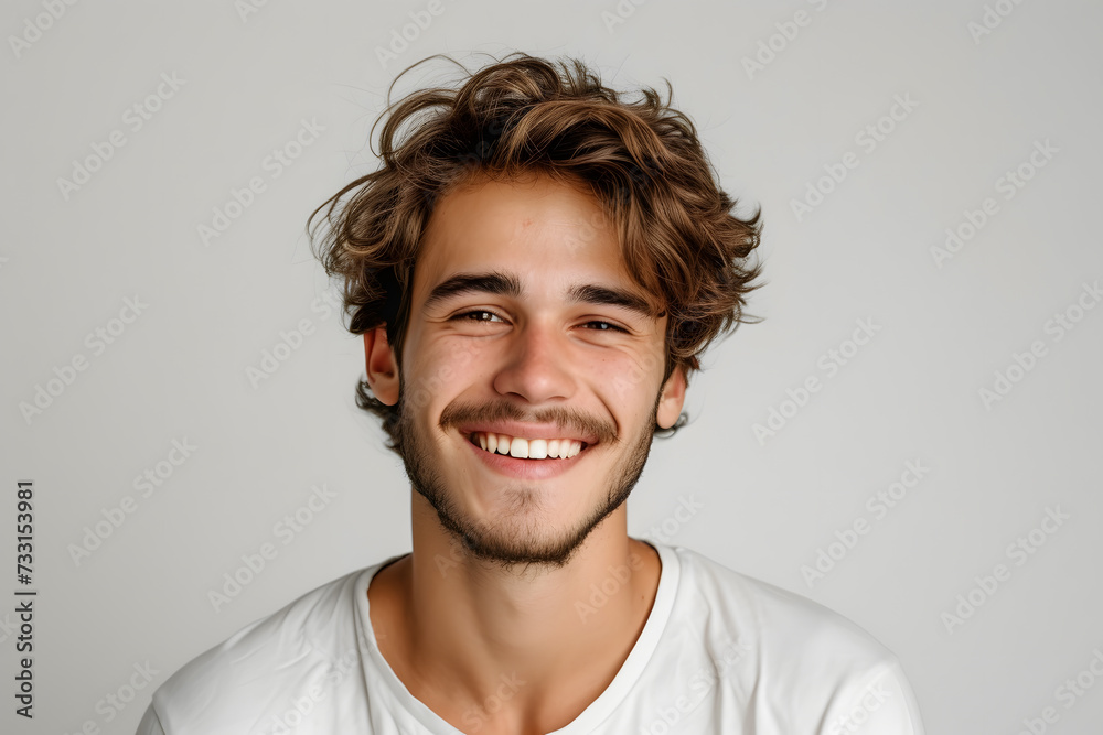 Handsome smiling man closeup portrait isolated on white background Handsome smiling man closeup portrait isolated on white background