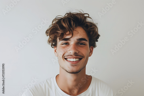 Handsome smiling man closeup portrait isolated on white background © Oksana