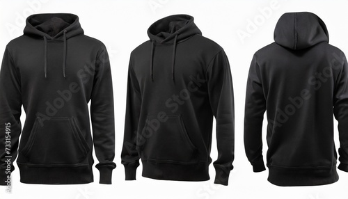 black sweater template sweatshirt long sleeve with clipping path hoody for design mockup for print on white background