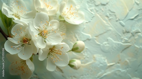 Clean abstract background adorned with delicate flowers, exuding simplicity a...
