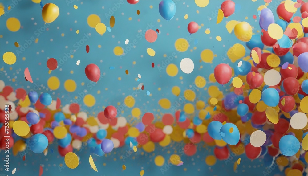 3d render of multicolored confetti falling on background anniversary birthday or wedding celebration