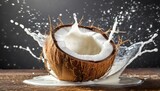 coconut with milk splash inside