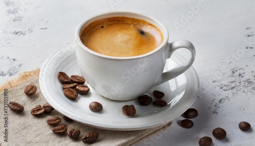 cup of espresso coffee over white