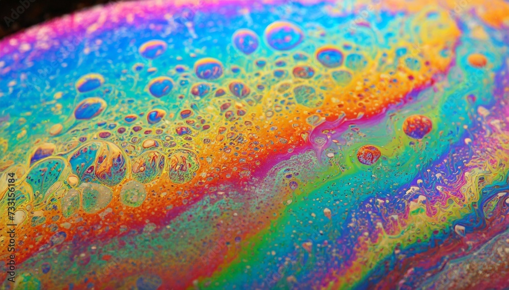 abstract background texture of iridescent paints soap bubble