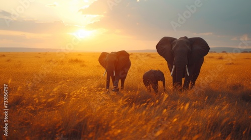 Elephants roaming freely in vast African plains, their gentle giants captivating hearts