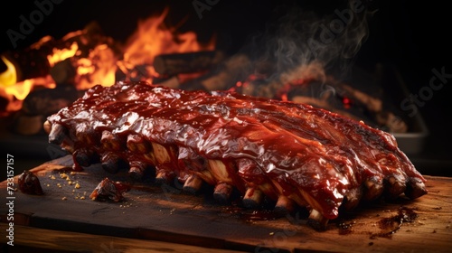 Flame kissed bbq pork ribs, showcasing the beauty of slow cooked meats