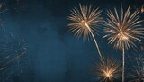 silvester festival party new year 2024 fireworks background banner panorama firework and sparklers on rustic dark blue night sky texture