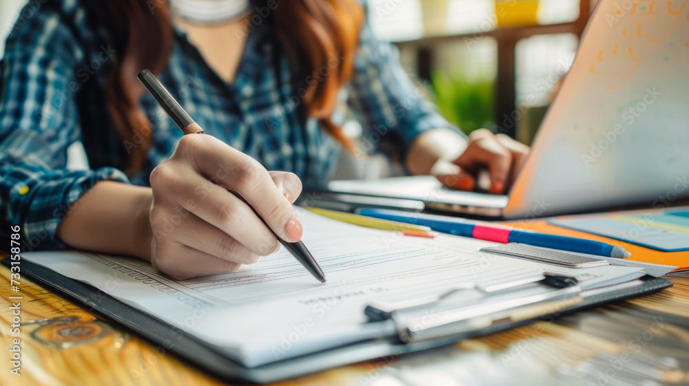 Business consultant, also a lawyer, reviews a contract and signs documents. The concept highlights his expertise in carefully managing legal aspects in the business world Business consultant, also a lawyer, reviews a contract and signs documents. The concept highlights his expertise in carefully managing legal aspects in the business world