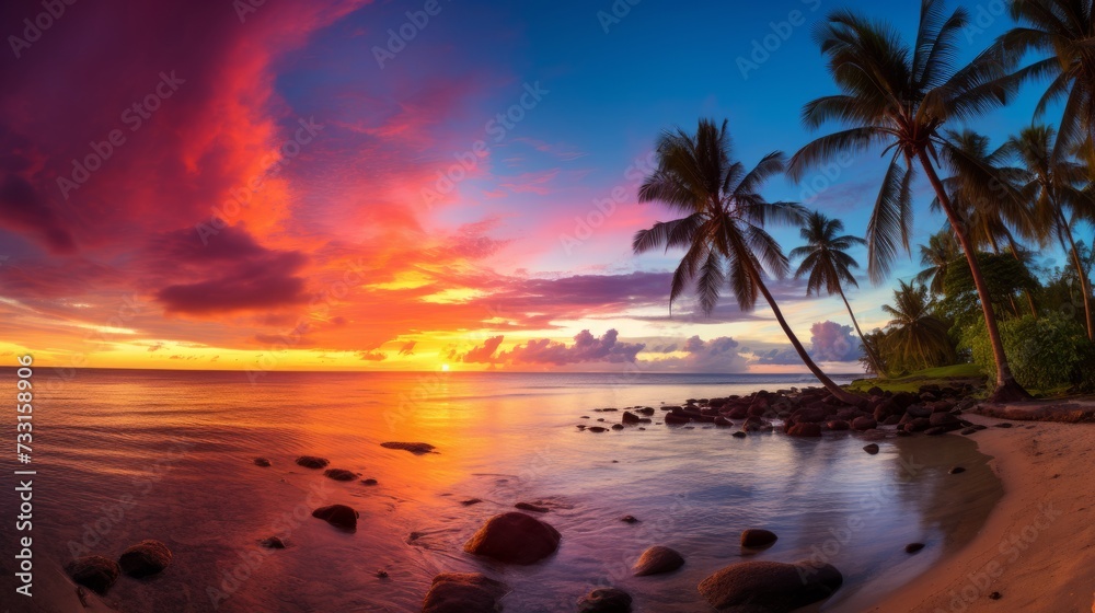The vibrant colors of a tropical sunset