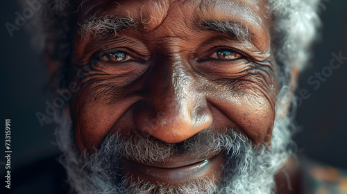 Closeup portrait of Smiling senior black man