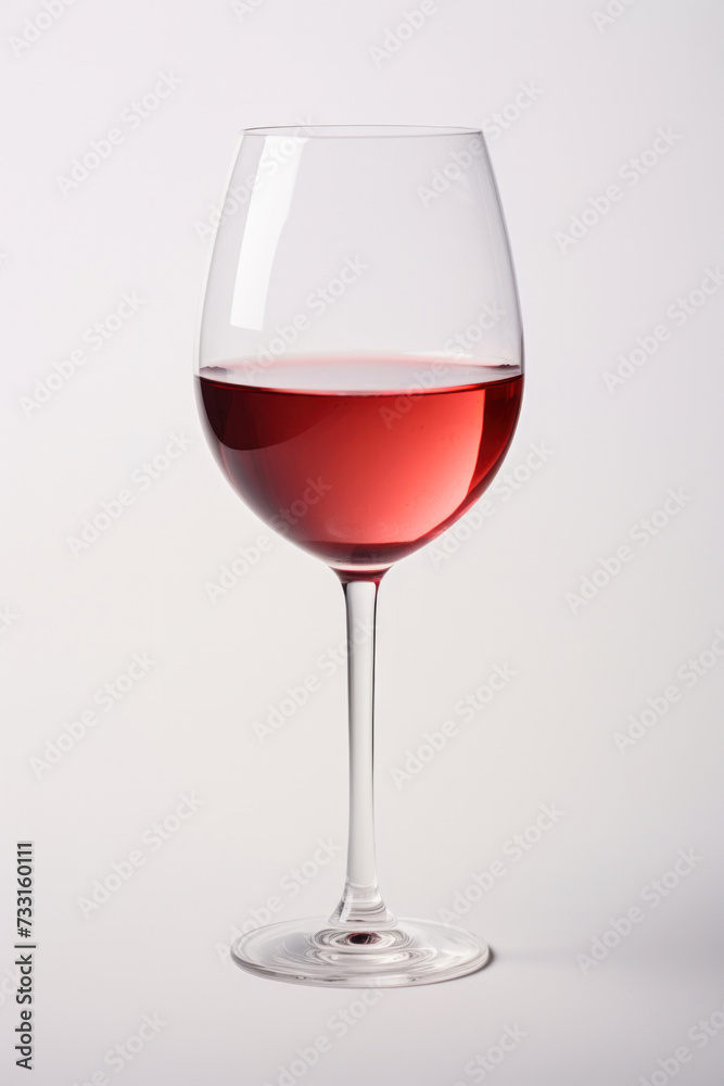 A glass of wine on white background.