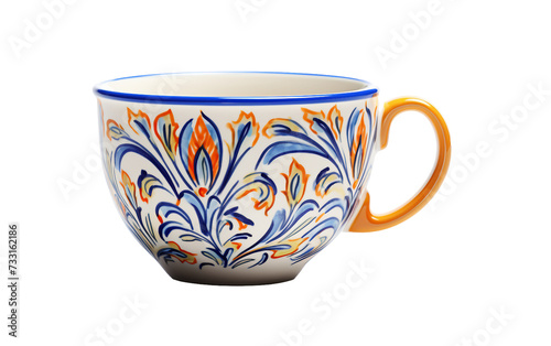 Mediterranean Inspired Cup Isolated on Transparent Background PNG.
