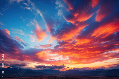 Majestic sunrise or sunset landscape with stunning nature s light and rolling colorful clouds.