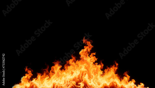 Intense flames rising against a black backdrop. Realistic fire texture. Generative AI © Who is Danny