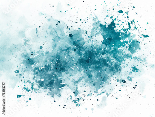 Dynamic abstract watercolor explosion in turquoise and dark shades on white. Creative art concept. Generative AI