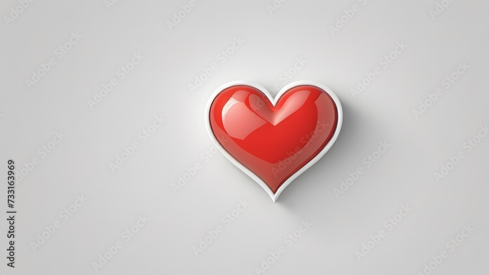 3D red heart on a white background 3D red heart on a white background
