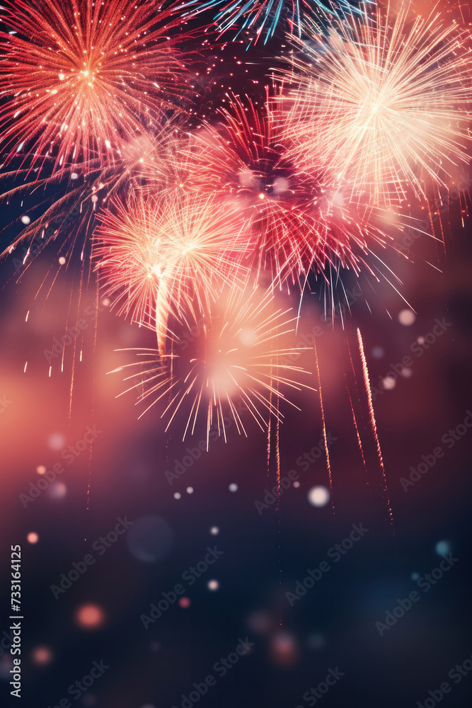 Naklejka premium Fireworks festive holidays celebration concept.