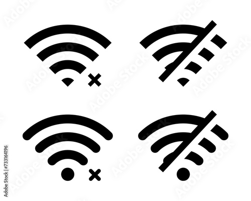 Set of disconnect wifi icon vector. Lost wireless connection sign. No signal symbol