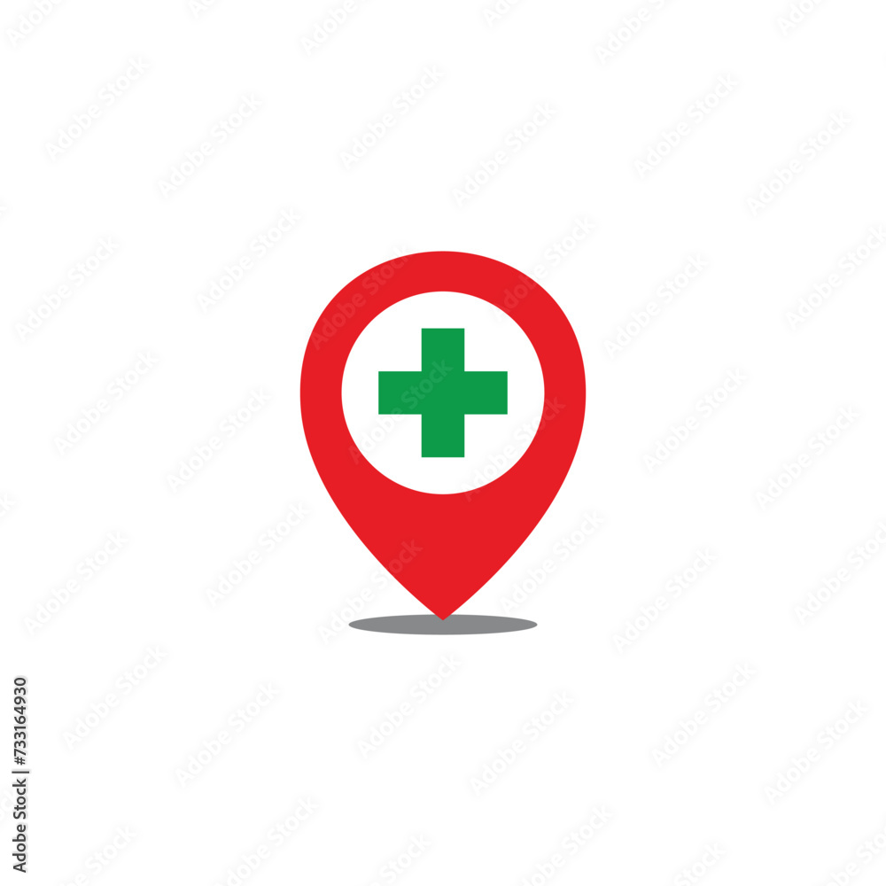plus medical pin location symbol icon vector plus medical pin location symbol icon vector