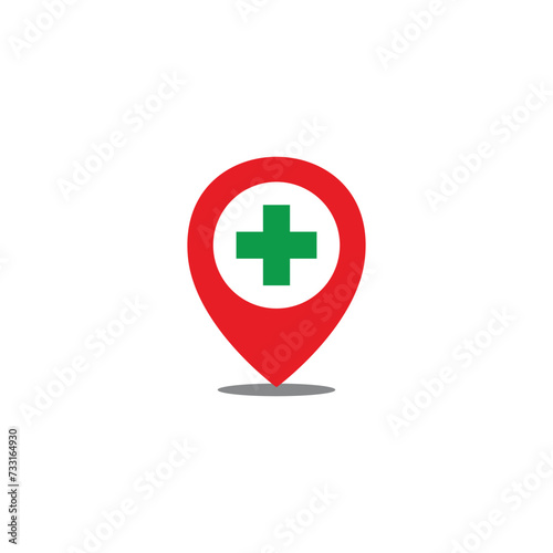 plus medical pin location symbol icon vector