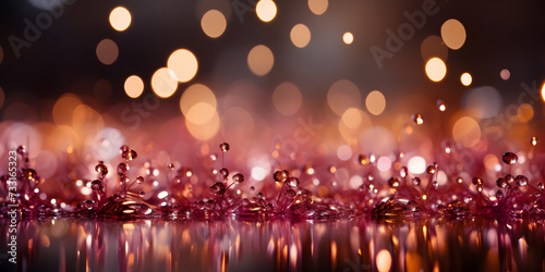 Abstract bokeh shimmering pink glitter decorations with blurry defocused background