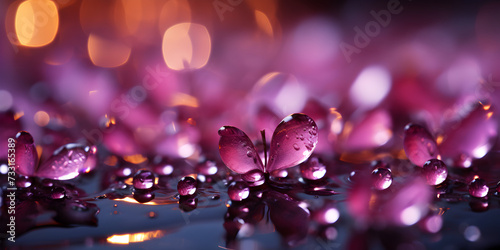 Abstract bokeh shimmering pink glitter decorations with blurry defocused background