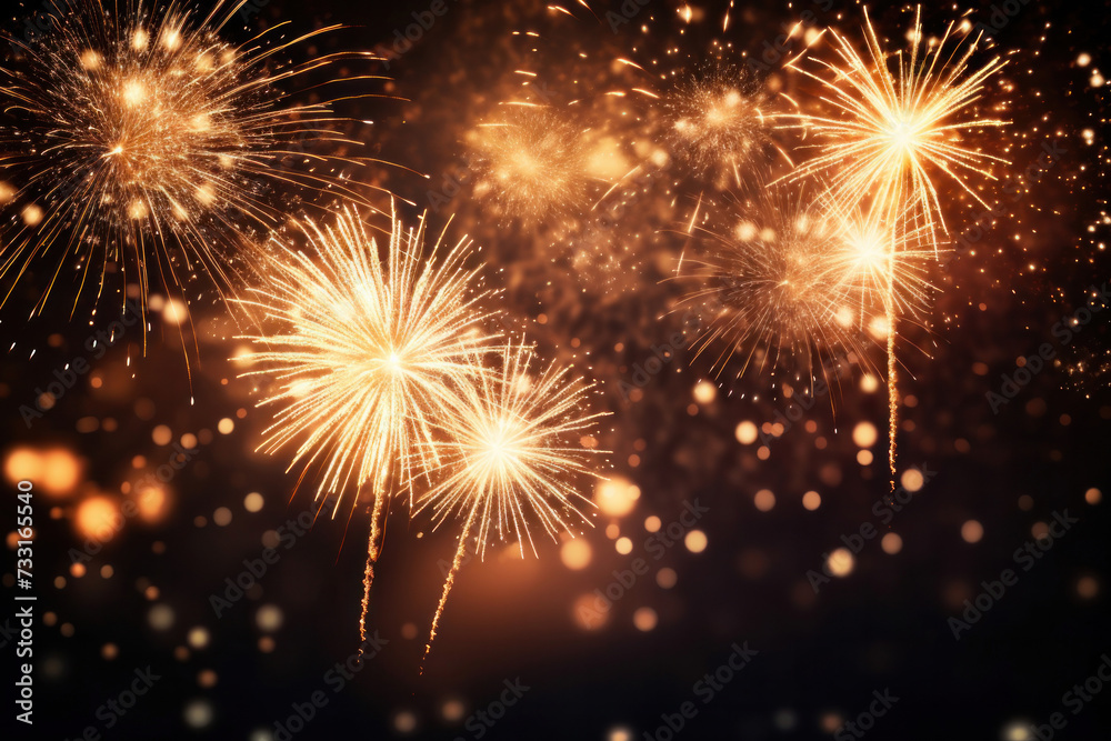 Naklejka premium Fireworks festive holidays celebration concept.