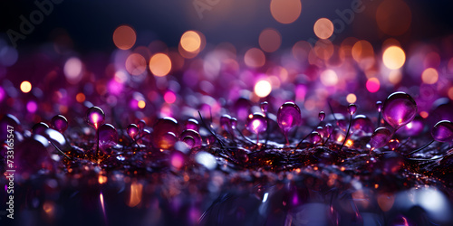 Abstract bokeh shimmering purple glitter decorations with blurry defocused background