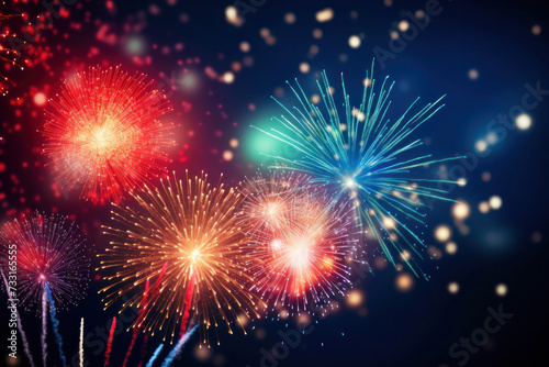 Fireworks festive holidays celebration concept. © Wararat