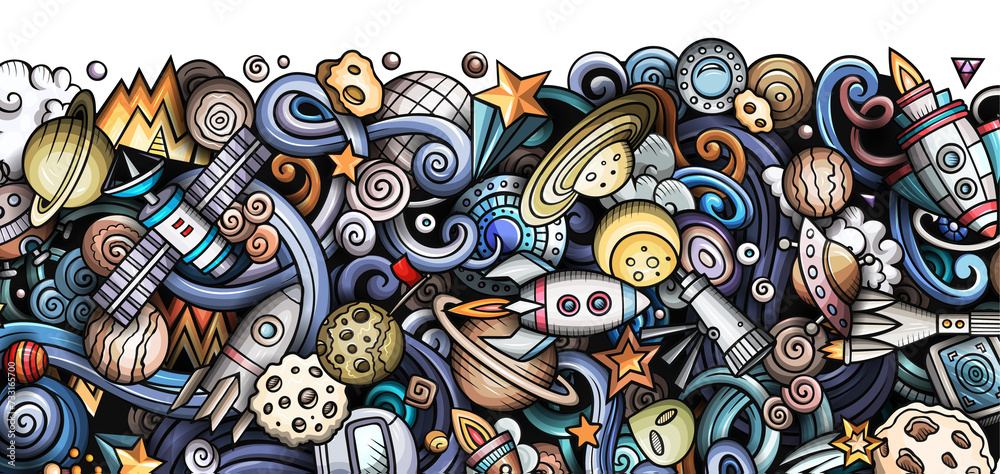 Outer Space cartoon banner design Outer Space cartoon banner design