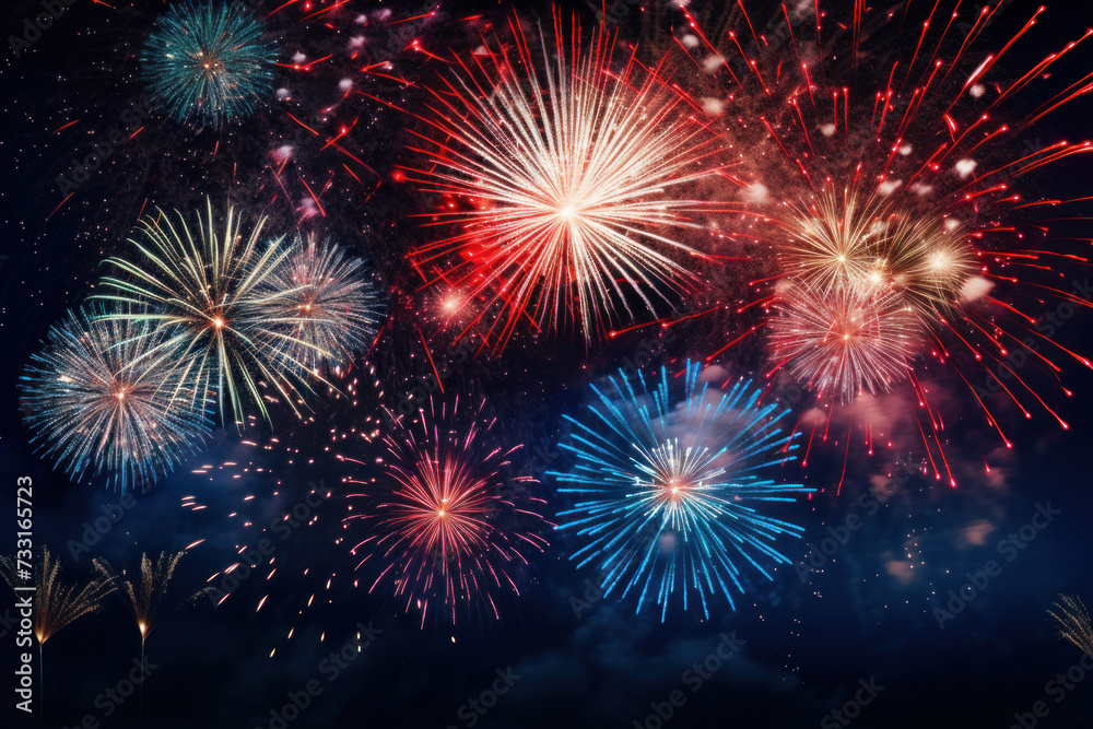 Fototapeta premium Fireworks festive holidays celebration concept.