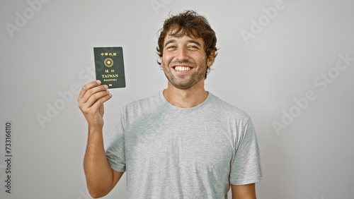 Картината върху платно Jovial young man, with twinkling eyes, flaunts his taiwanese passport