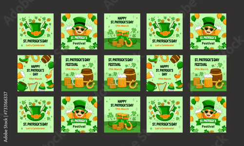 happy st patrick day social media post vector flat design