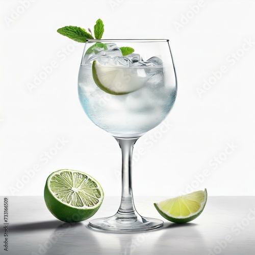 Gin tonic with lemon slices
