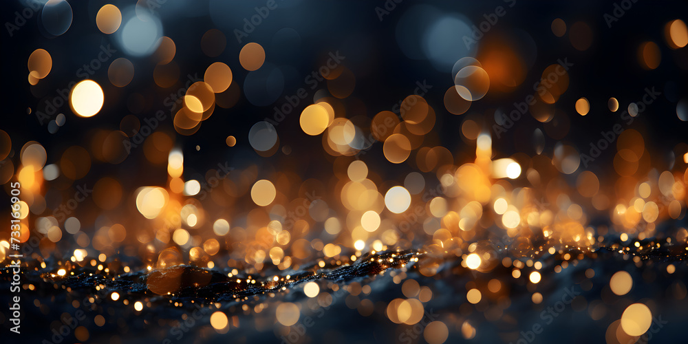 Abstract bokeh shimmering gold glitter lights with blurry defocused background Abstract bokeh shimmering gold glitter lights with blurry defocused background