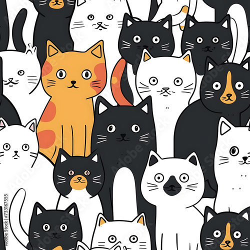 Cute cat seamless pattern. Animal background.